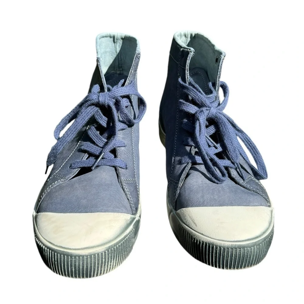 SOFTINOS BY FLY LONDON LEATHER LACE UP SNEAKERS SHOES INDIRA BLUE 38 FITS 7.5-8